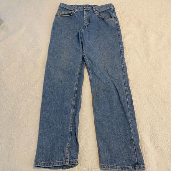 Wrangler size 34 x 34 Light Wash Straight Leg Denim Jeans - Picture 2 of 10